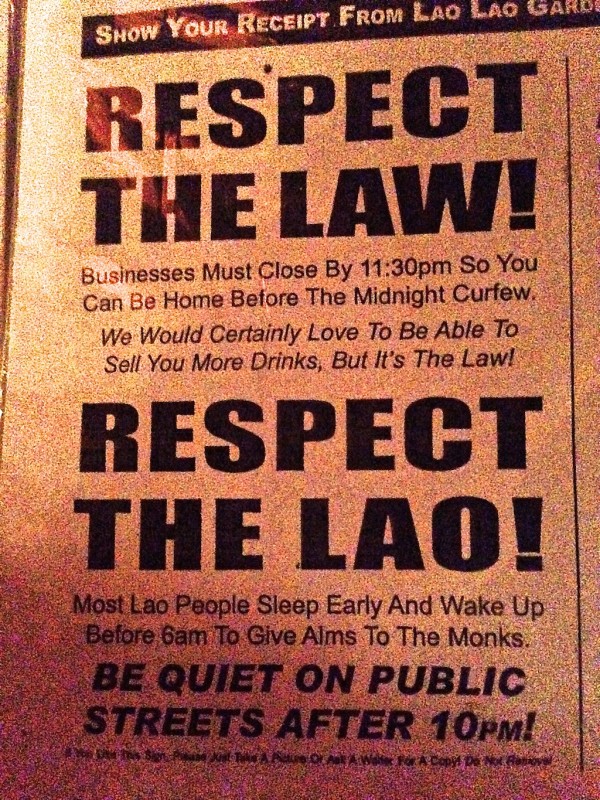 The midnight curfew in Laos