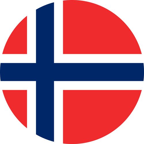 The flag of Norway, Red with a white and blue cross