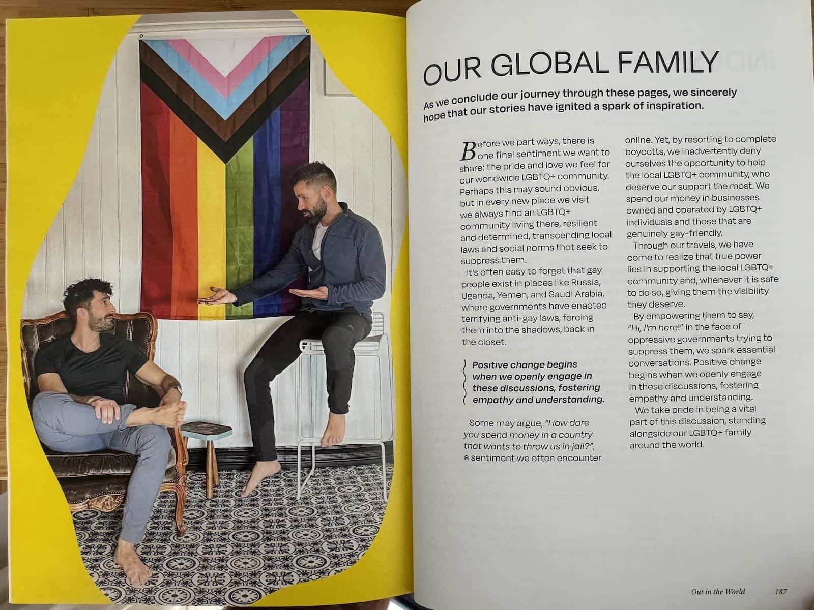 The conclusion of our gay travel book devoted to our global LGBTQ+ family.